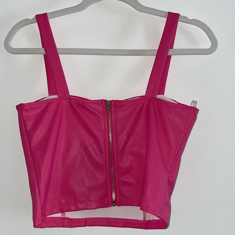 Pink Bustier Crop Top - Women's Strappy Bustier - Picture 5 of 8